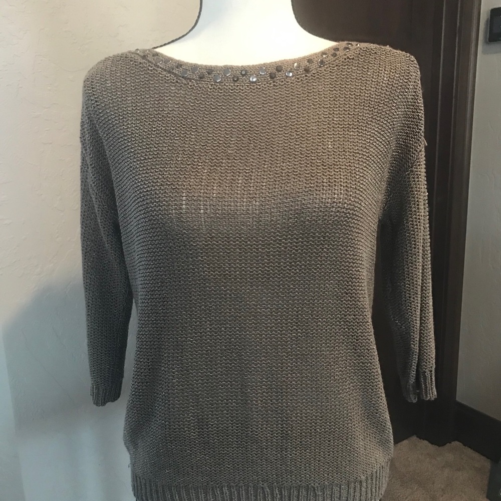 Chico’s Studded Knit Sweater, 3/4 sleeve Size 0
